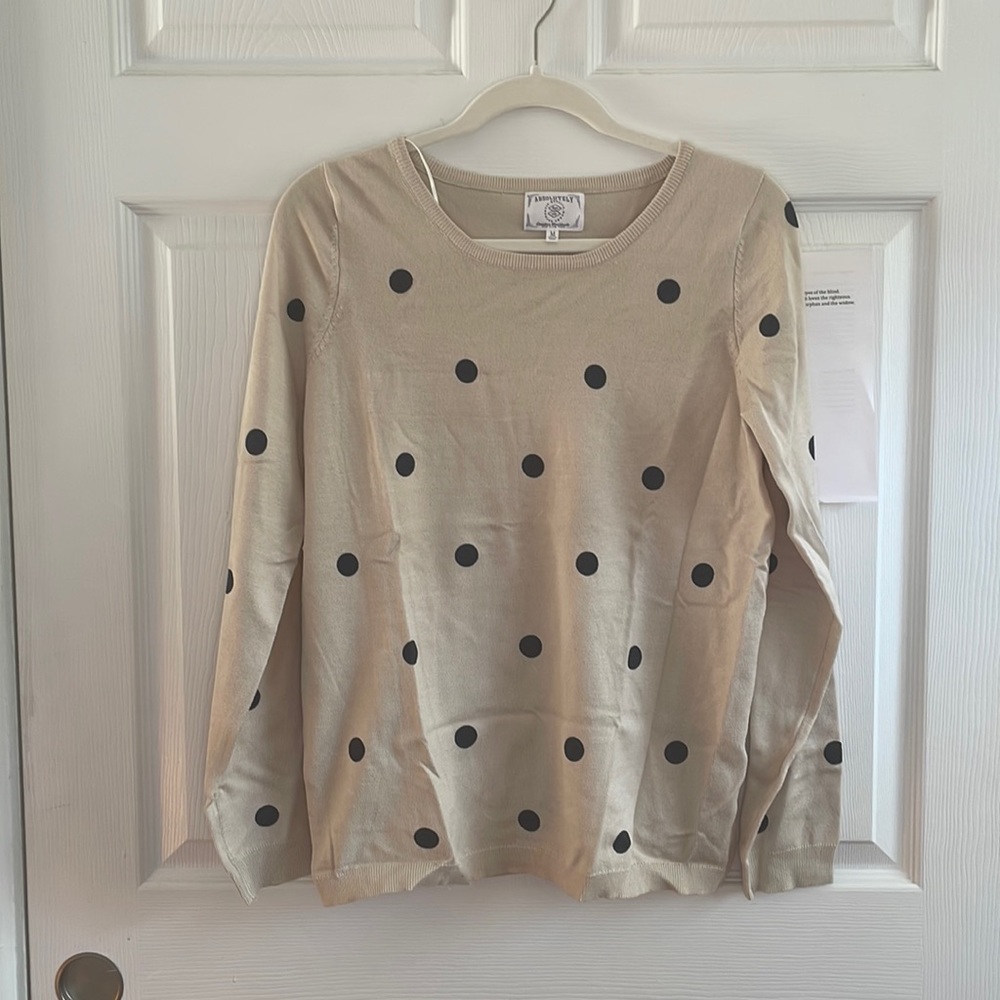 Absolutely | Mariel Crew Neck Pullover | M | Beige